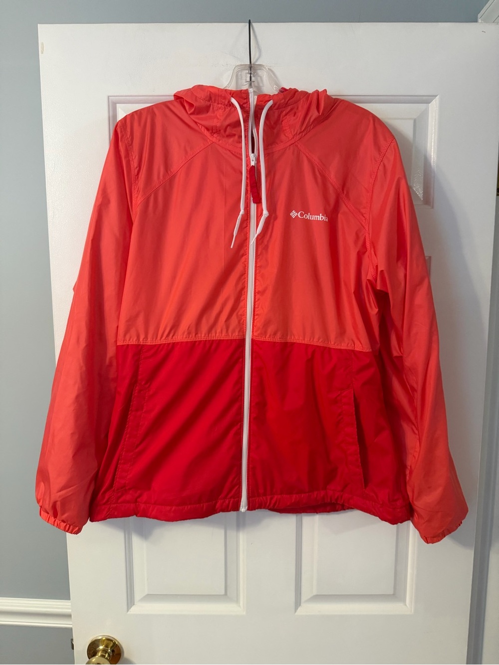 Columbia Coral and Red Hooded Rain Shell